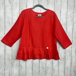 Mosaic USA Pink 3/4 Sleeve Peplum Ruffle Dressy Lightweight Blouse Shirt